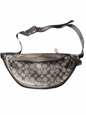 Coach Silver Gray Signature Canvas Belt Bag
